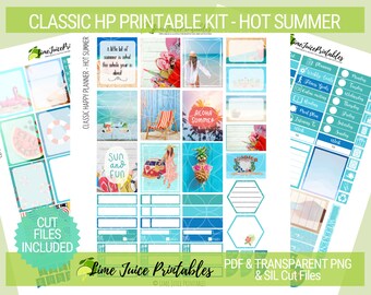Sommer Sticker: Strand Thema, Silhouette Schnittdateien (Digitaler Download)