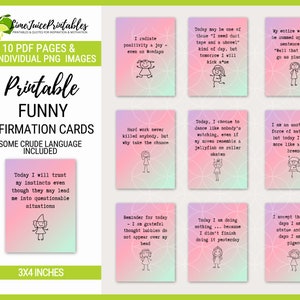 Funny Affirmation Cards: Badass Printable PNG & PDF (3x4 in)