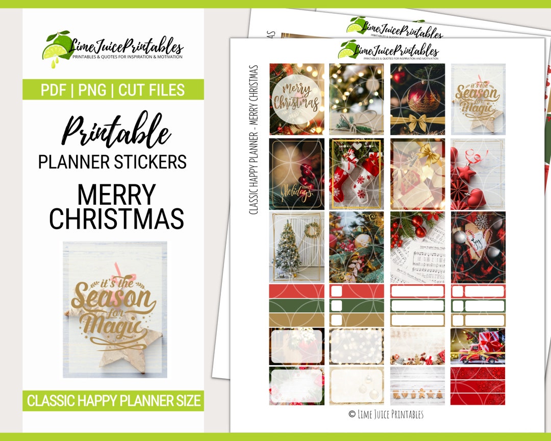 Printable MERRY CHRISTMAS Sticker Kit for Classic Happy Planners ...
