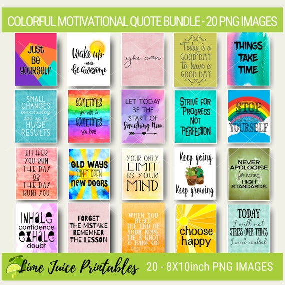 Motivational-inspirational Quotes Bright Watercolor Bundle | Etsy Australia