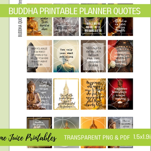 BUDDHA Quotes Planner Quotes, Printable, Positive Quotes, Classic Happy Planner, Inspirational, Mindfulness, Meditation, Transparent PNG