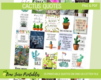 CACTUS QUOTES|Quote Stickers|Printable Planner Stickers|Planner Quotes|Life Quotes|Inspirational|Motivational Quotes|BUJO quotes