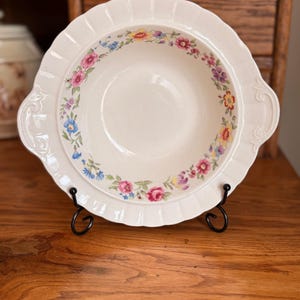 Vintage Simpsons Solian Ware Handled Serving Bowl, English Floral Transferware, 10” Vegetable Bowl, Cottage Kitchen Decor