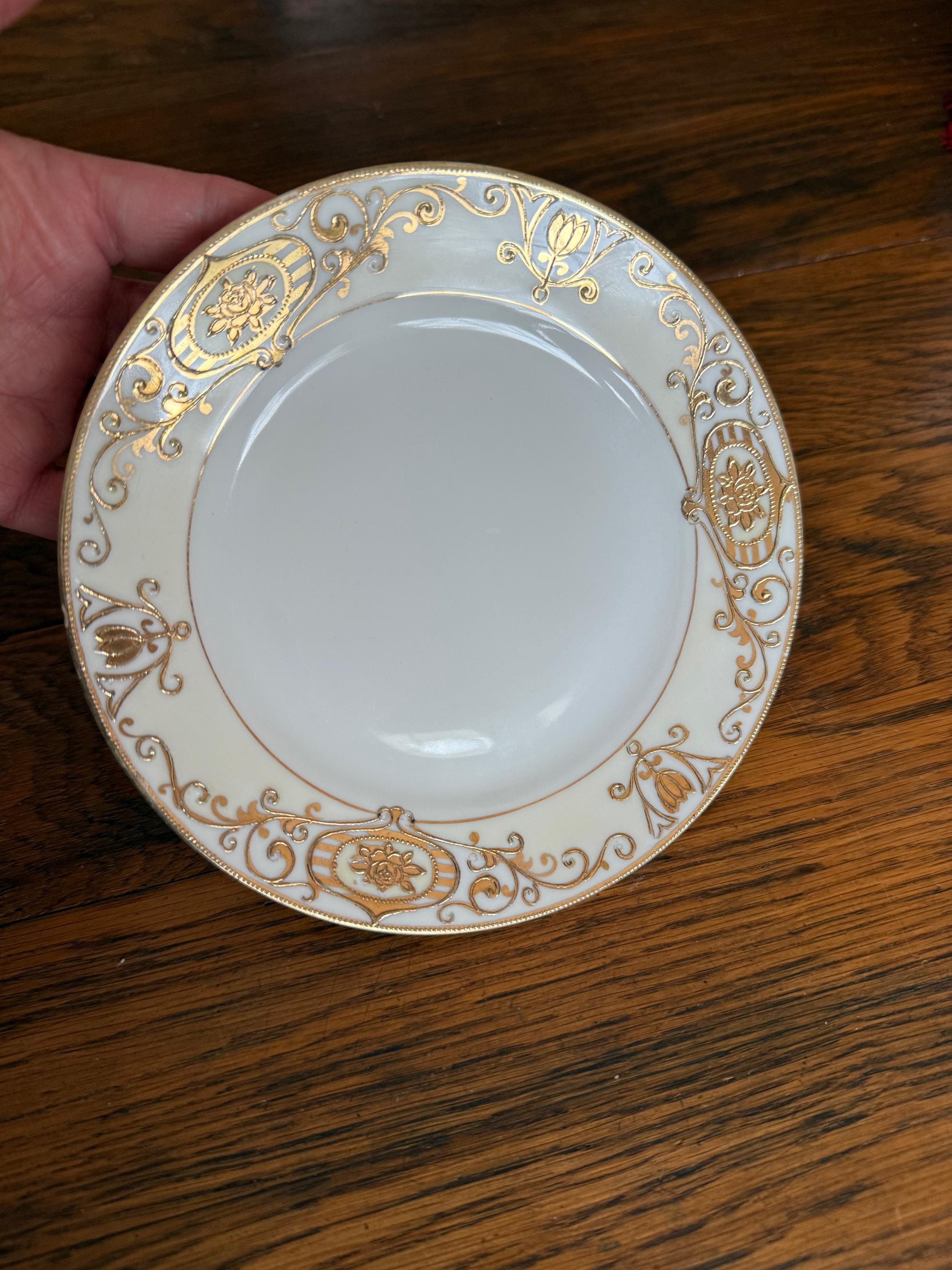 Vintage Noritake 6.5” Plate – Pattern 175 – Raised Gold Scrollwork