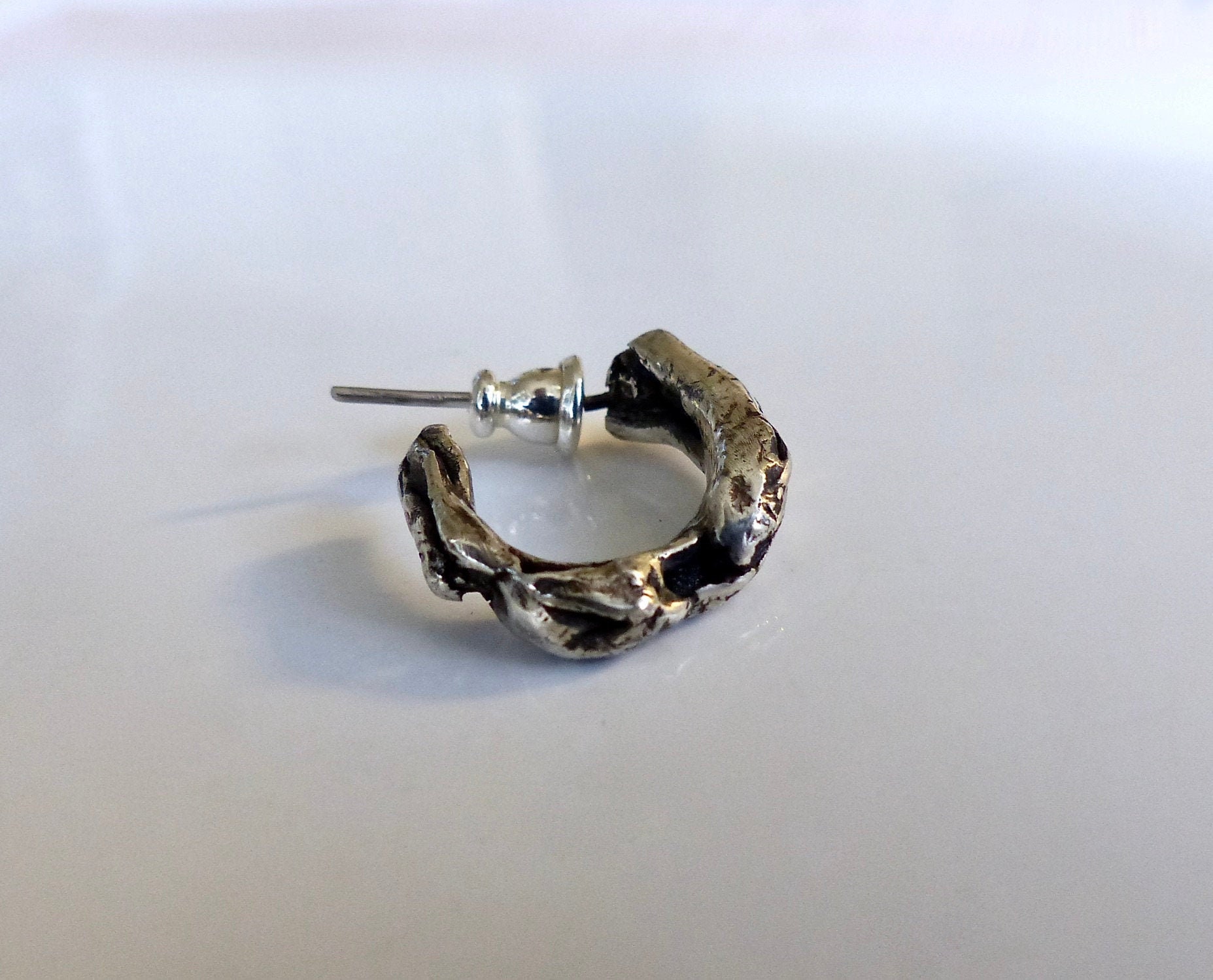 Boucle d'oreille créole unique pour homme en argent massif | Etsy