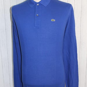 Vintage Men&#39;s Lacoste Long Sleeve Blue polo shirt Size 2XL