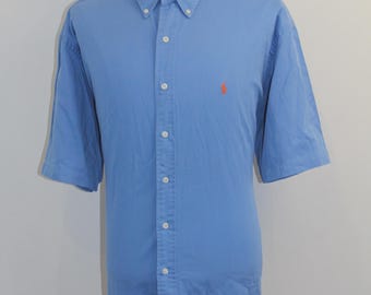 Vintage Polo Ralph Lauren Short Sleeve Blue Shirt Size 2XL