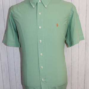 Vintage Polo Ralph Lauren Button Down Green White Check Shirt Top Size XL