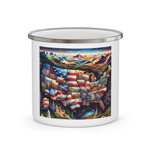 Enamel Camping Mug featuring USA Map Design, Perfect for Outdoor Adventures, Gifts for Campers, Travel Mugs, Hiking Essentials, [...]