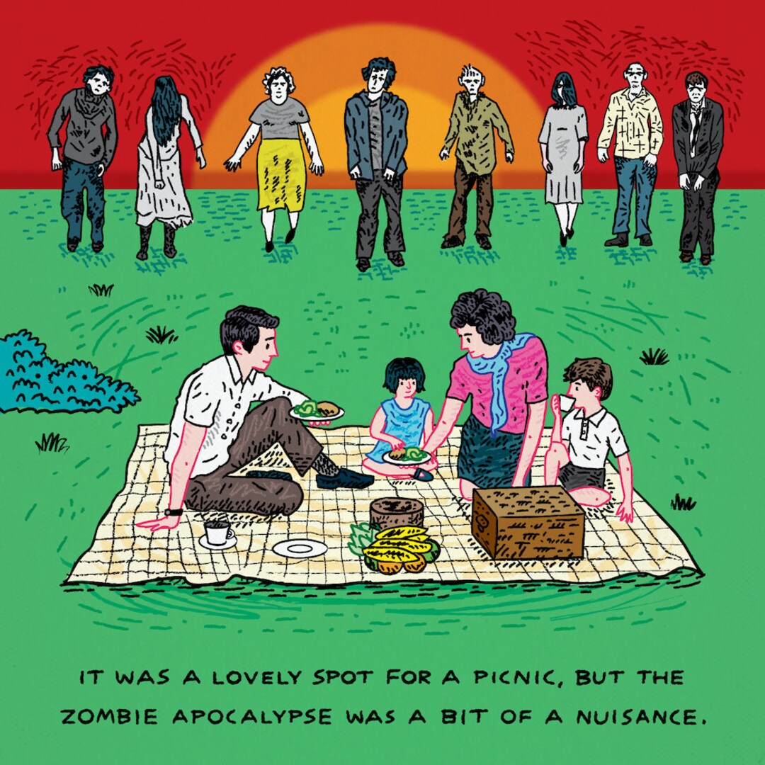 Apocalyptic Picnic Absurd Art Funny Zombie / Zombies Comic Etsy