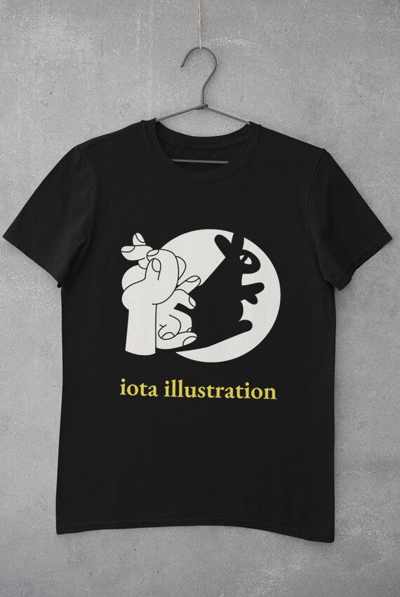 iOTA iLLUSTRATION (No.1), Shadow Puppet, Bunny, rabbit, Bella Canvas, Unisex Crew Neck T-Shirt, Black and White Tee
