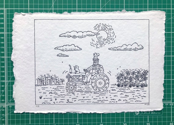 Down on the Farm, original pen and ink, drawing, children's art, 1 of 10 by Oliver Lake