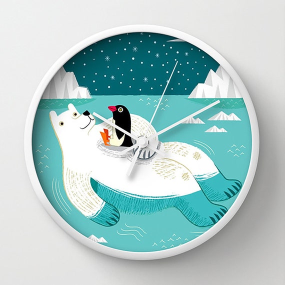 Hitching A Ride - wall clock - Nursery Decor - children's illustrated wall clocks - by Oliver Lake - iOTA iLLUSTRATiON