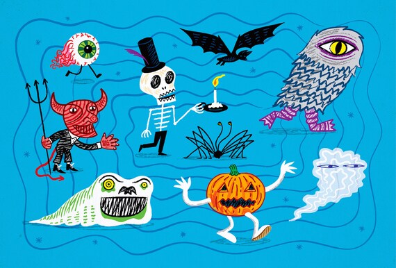 The Halloween Parade - Limited Edition children's illustration print by Oliver Lake - iOTA iLLUSTRATION