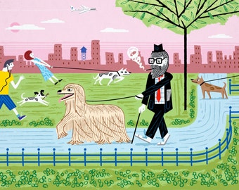 The Dog Walkers - Limited Edition Art Print - iOTA iLLUSTRATiON