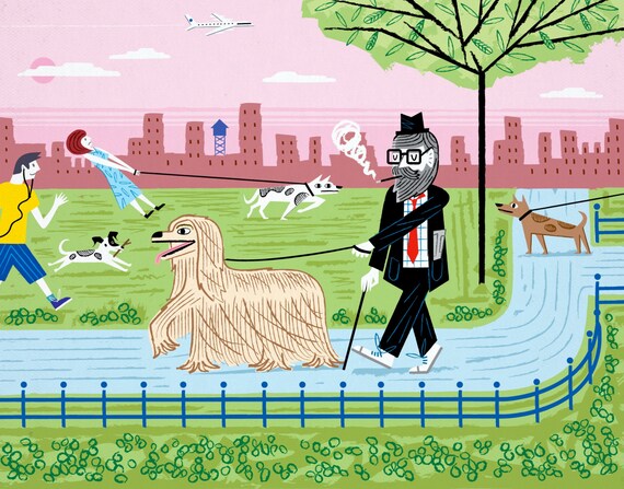 The Dog Walkers - Limited Edition Art Print - iOTA iLLUSTRATiON