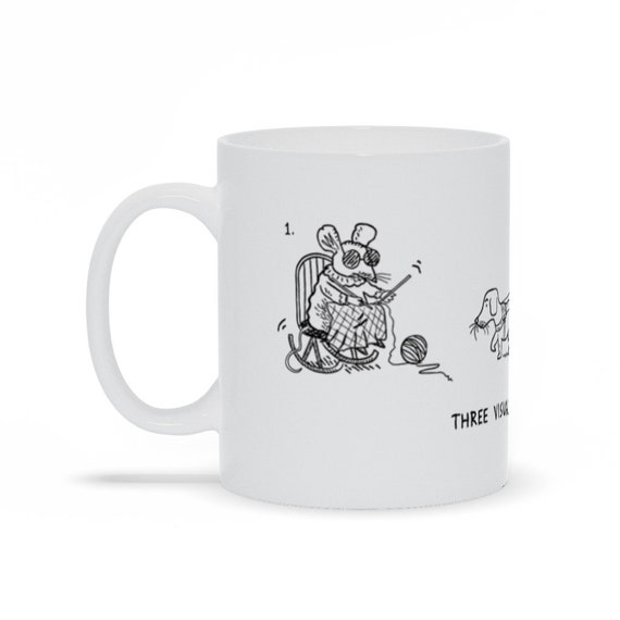 Three Visually Impaired Mice - Funny Coffee Mug - Work Mug - Office Mug - Monochrome Mug