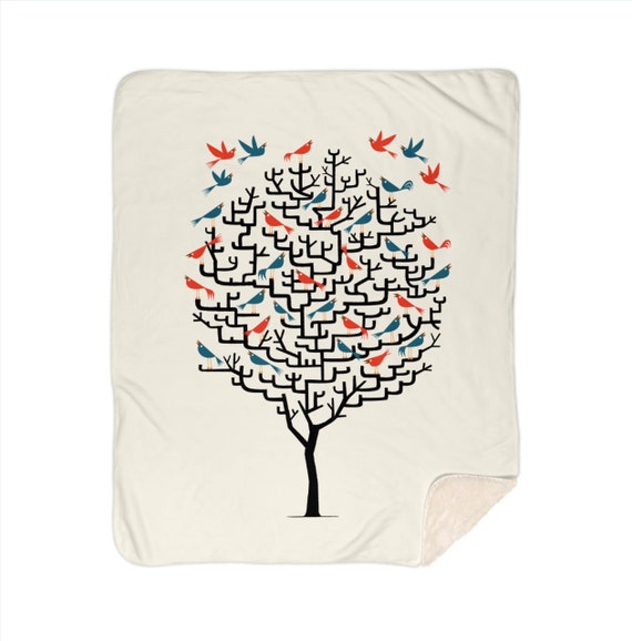 Out On a Lark - children's sherpa blanket - nursery decor - 50"x 60" and 60" x 80" by Oliver Lake iOTA iLLUSTRATiON