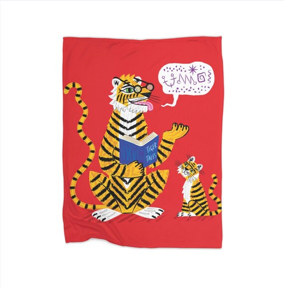 Tiger Tales - children's fleece blanket - 30" x 40" / 50" x 60" / 60" x 80"