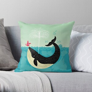 The Bird and the Whale Cushion Cover / Throw Pillow Cover Including ...