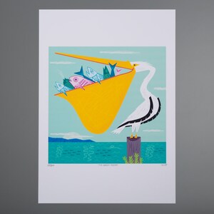 The Greedy Pelican Childrens decor limited edition animal art poster print iOTA iLLUSTRATiON image 5