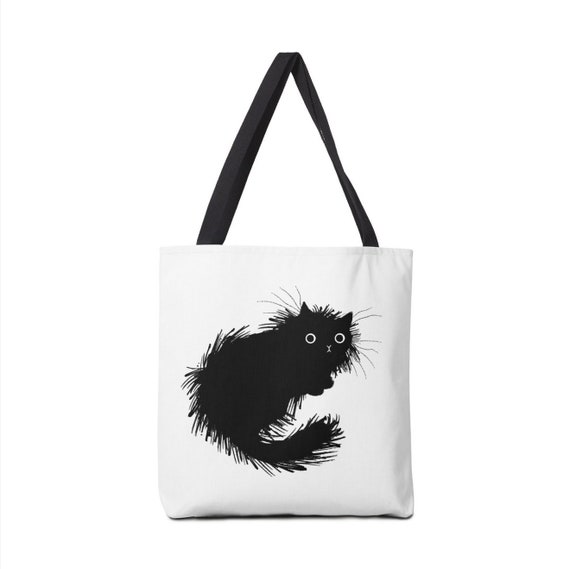 Moggy (No.2) - black and white cat - Tote Bag - Book Bag - (13" x 13") - (16" x 16") - (18" x 18")