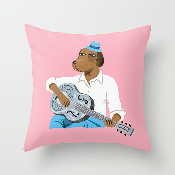 Hound Dog Slim - Light Pink - Modern Cushion Cover / Throw Pillow Cover (16" x 16") by Oliver Lake