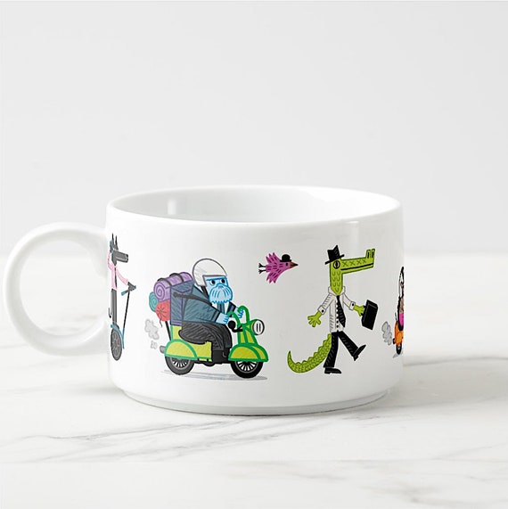 Another Day Another Dollar - Soup Bowl / Cereal Bowl / Food bowl / Chili Bowl children's bowl animal design by Oliver Lake iOTA iLLUSTRATiON