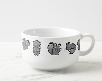 All Chinchilla No Filla - porcelain Soup Mug / Cereal Bowl / Food bowl - animal design by Oliver Lake iOTA iLLUSTRATiON