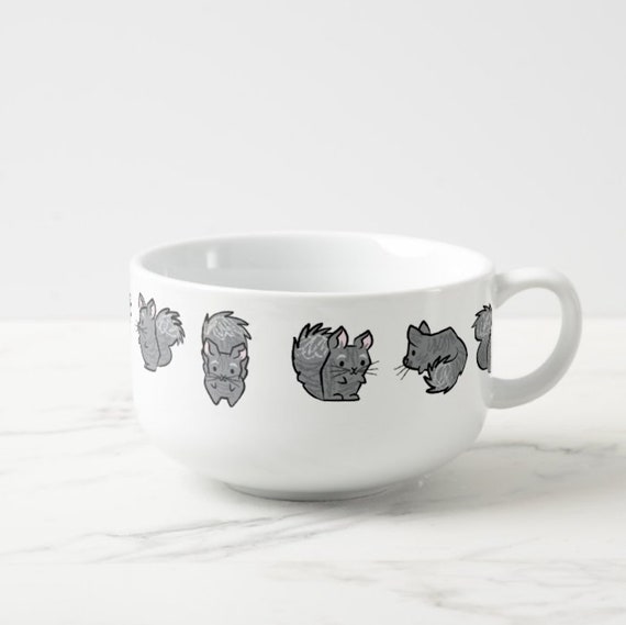 All Chinchilla No Filla - porcelain Soup Mug / Cereal Bowl / Food bowl - animal design by Oliver Lake iOTA iLLUSTRATiON