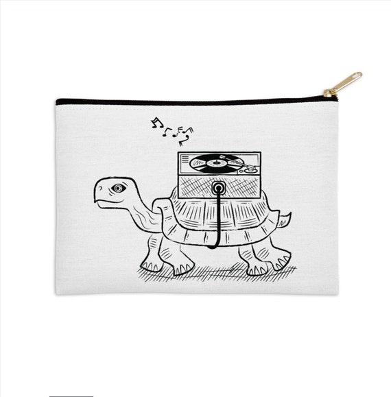 Tortoise Wax - zip pouch - pencil case - make up bag - 8.5" x 6" / 12.5" x 8.5" by Oliver Lake iOTA iLLUSTRATiON