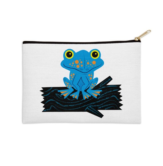 Frog On a Log - pencil case - zip pouch - 8.5" x 6" / 12.5" x 8.5"