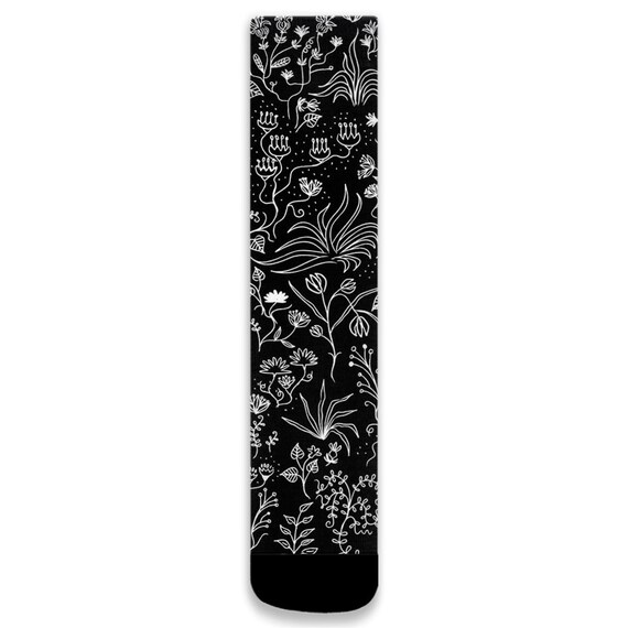 Plant Lyfe Socks - Black And White Socks - Illustrated Socks - Unisex Socks - Unisize Socks - Men'S Socks Women'S Socks By Oliver Lake