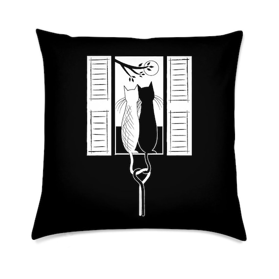The Lovecats, black and white cats, stylish decorative cushion cover,  throw pillow cover, including insert, by Oliver Lake