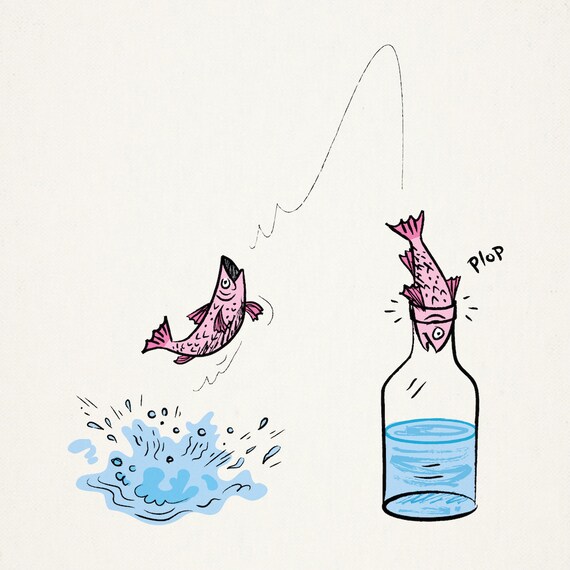 Plop - funny animal illustration - animal drawing - animal design - art print by Oliver Lake - iOTA iLLUSTRATiON