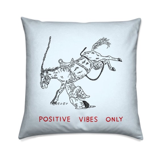 Rodeo Faceplant, comedy, cushion cover, cowboy, decorative throw pillow cover, light blue, including insert, by Oliver Lake