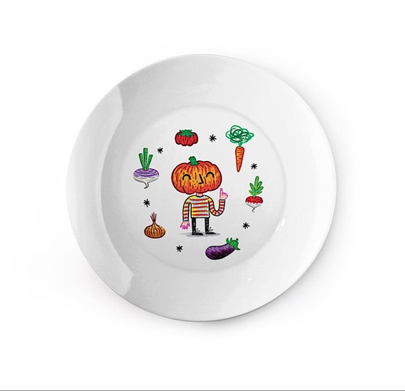 Do You Like Vegetables?,  china plate, children's dish, animal design by Oliver Lake