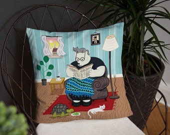The Morning Papers - bear cushion cover / throw pillow cover - children's cushion - including insert by Oliver Lake