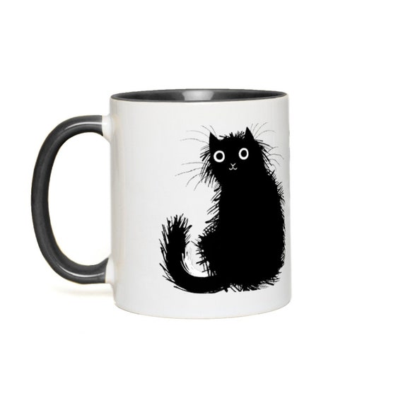 Cute Black Cat - Moggy (No.1) - Accent Mug by Oliver Lake
