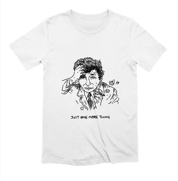 Just One More Thing - Men's Columbo Peter Falk inspired - white - baby blue - pink - stone T-shirt / Tee by Oliver Lake iOTA iLLUSTRATiON