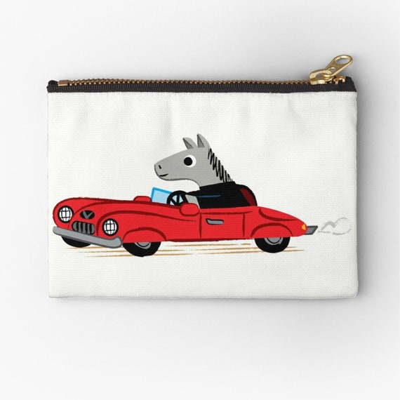 Horse Power - zipper pouch - zip pouch - pencil case - make up bag - 6" x 4"  / 9.5" x 6" / 12.4" x 8.5" Oliver Lake iOTA iLLUSTRATiON