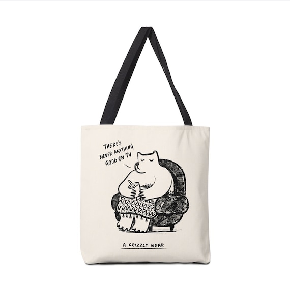 A Grizzly Bear - Tote Bag - Book Bag - Record bag - 13" x 13" - 16" x 16" - 18" x 18"