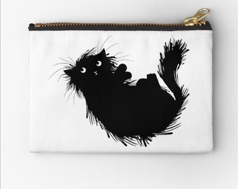 Moggy (No.3) - cat zipper pouch - zip pouch - pencil case - make up bag - 6" x 4"  / 9.5" x 6" / 12.4" x 8.5" Oliver Lake iOTA iLLUSTRATiON