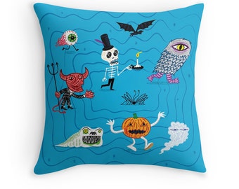 The Halloween Parade - illustrated Cushion Cover / Throw Pillow (16" x 16") by Oliver Lake