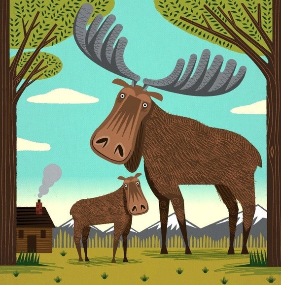 The Magnificent Moose - Animal Art - Limited Edition Print - iOTA iLLUSTRATION