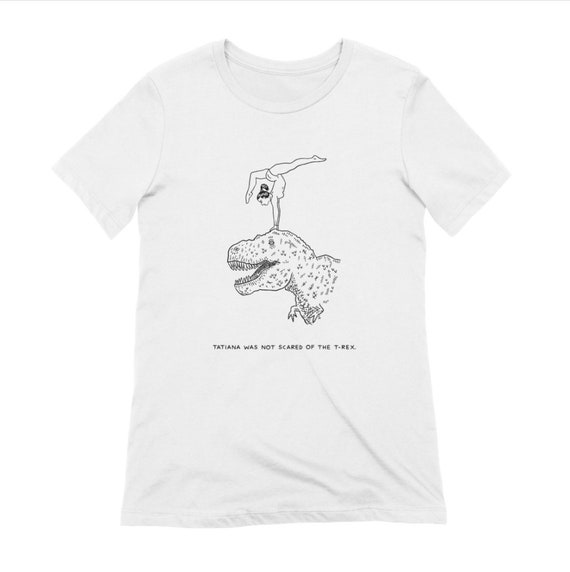 Tatiana and the T-Rex - Women's White / Heather Grey / Soft Pink / Avacado T-shirt / Tee - Women's Tees by Oliver Lake