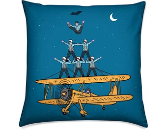 Nightfliers - cushion cover, throw pillow cover, funny, comic design, including insert by Oliver Lake