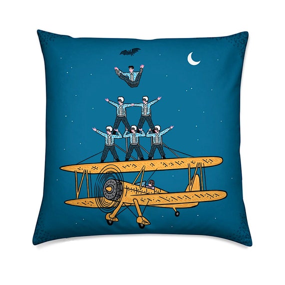 Nightfliers - cushion cover, throw pillow cover, funny, comic design, including insert by Oliver Lake