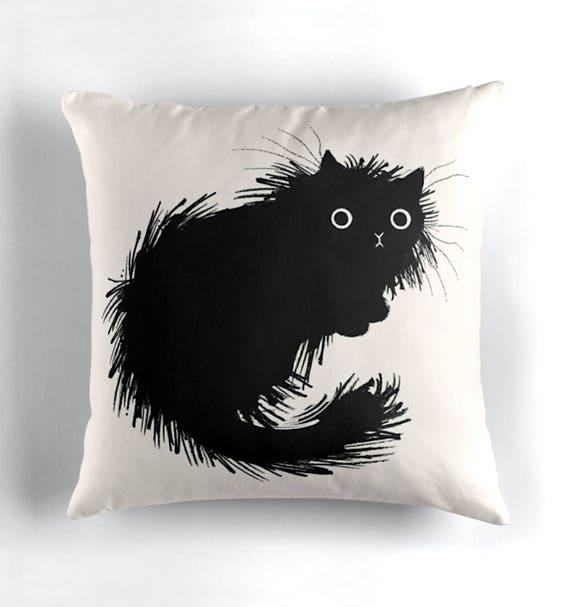 Moggy (No.2), Black and White cat, kitten,  Throw Pillow, Cushion Cover including insert by Oliver Lake