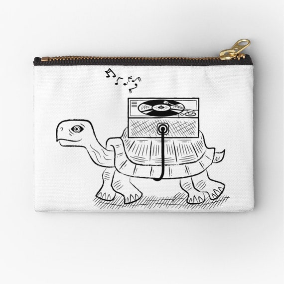 Tortoise Wax - zipper pouch - zip pouch - pencil case - make up bag - 6" x 4"  / 9.5" x 6" / 12.4" x 8.5" by Oliver Lake iOTA iLLUSTRATiON